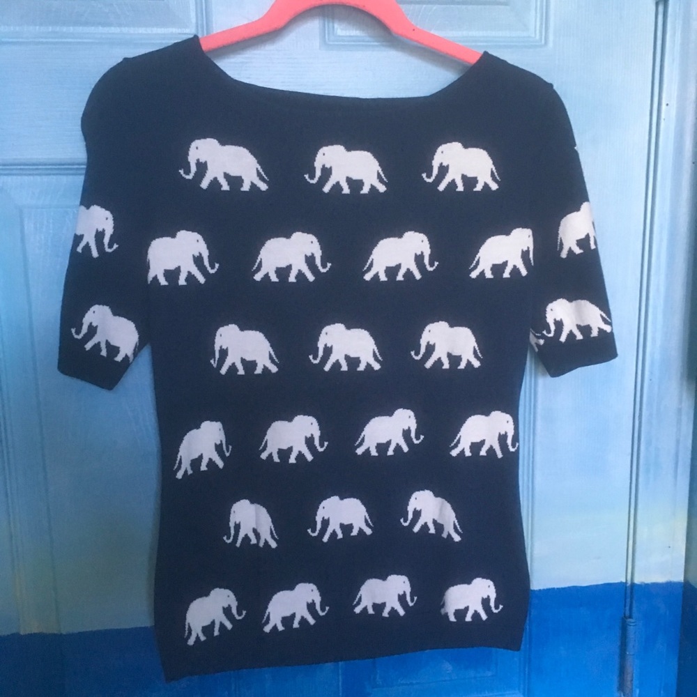 Talbots Short Sleeve Elephant Sweater